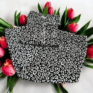 NEW Anne Klein White and Black Cheetah Animal Print Pajama Set Cozy Holiday 3X